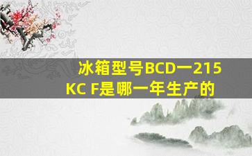 冰箱型号BCD一215KC F是哪一年生产的